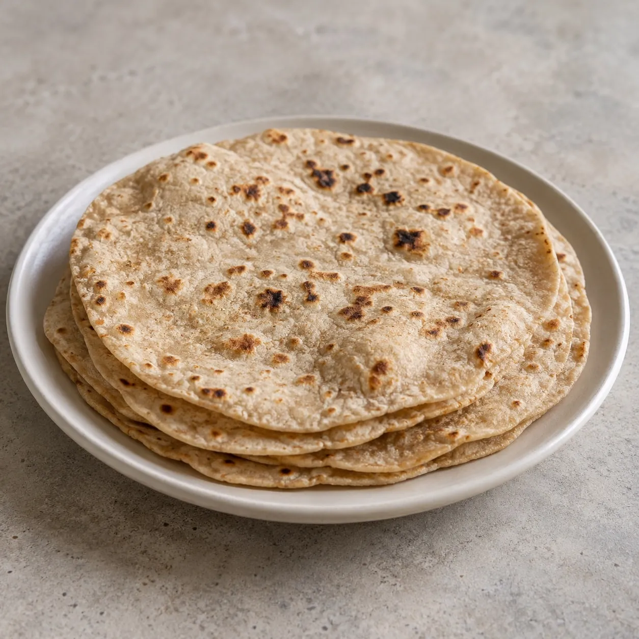 A stack of roti on a plate